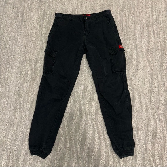 Dickies Black Mid Rise Cargo Joggers Adjustable Logo Pockets Women’s Sz 7/28 - Picture 1 of 9